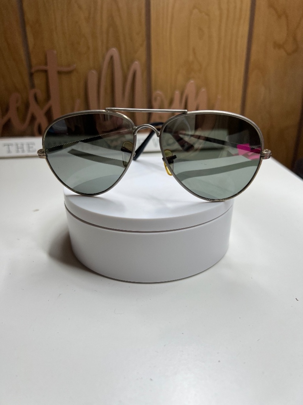 Vintage Foster Grant Aviator Sunglasses with double bridge silver-tone metal